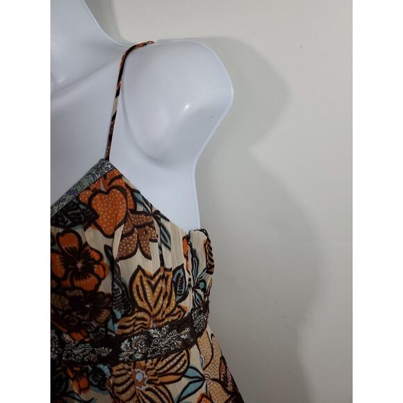 Nicolle Miller Studio Spaghetti Straps Beading LCocktail Dress Floral - Picture 2 of 11